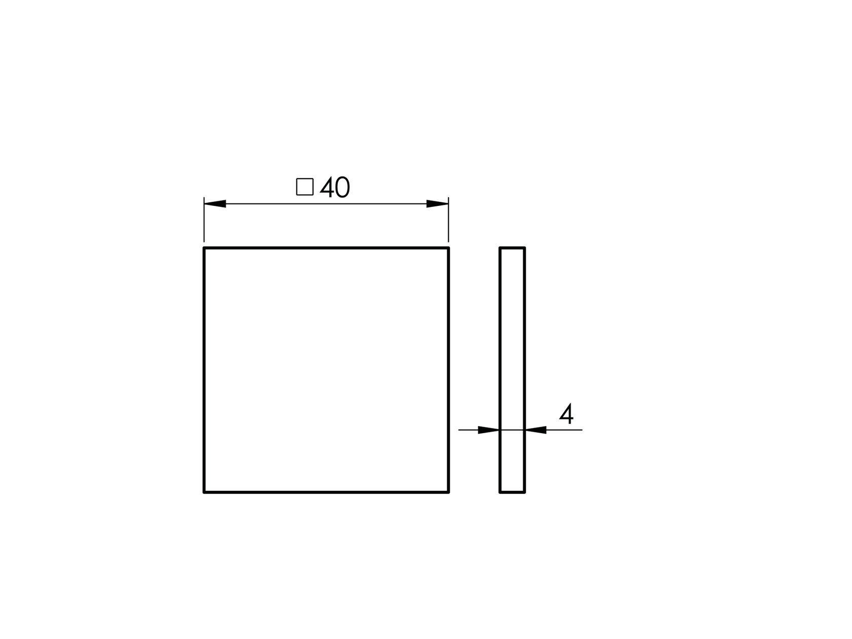 Flange - square AISI304, 40x40mm, t4mm raw