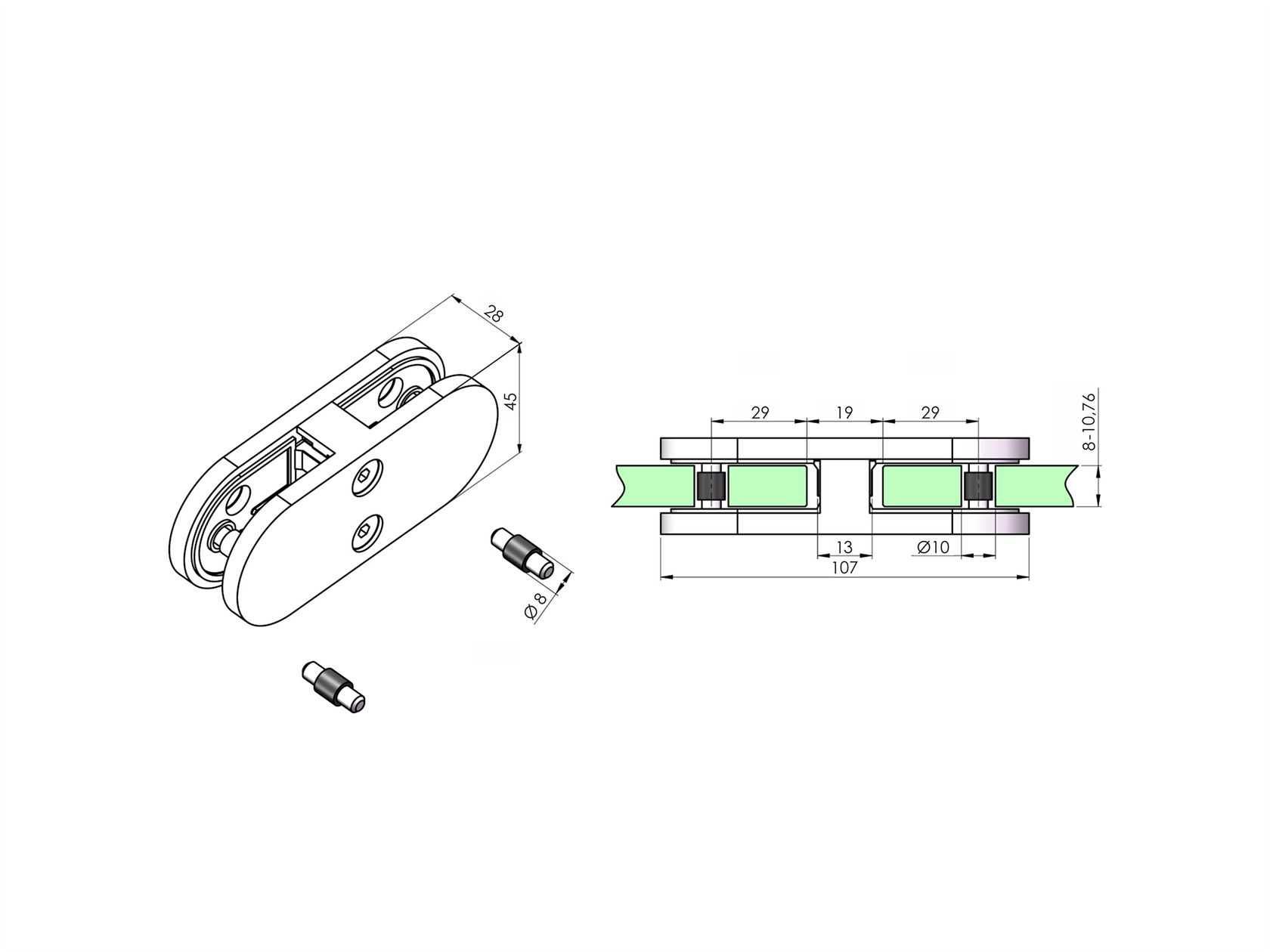 Glass clamp - connector