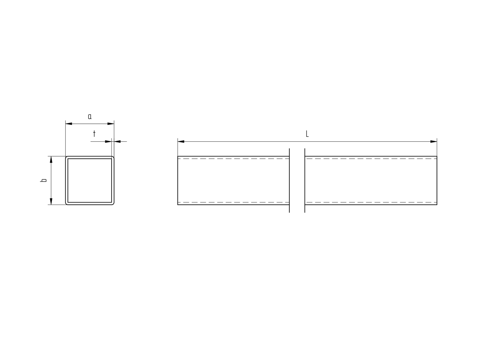 Stainless steel square profile