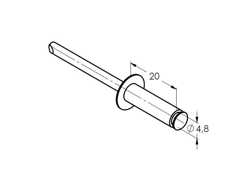 Stainless steel screw 4,8x20mm