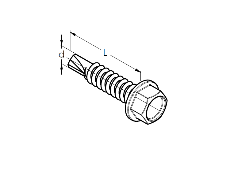 Self-tapping screw with hex head, stainless steel