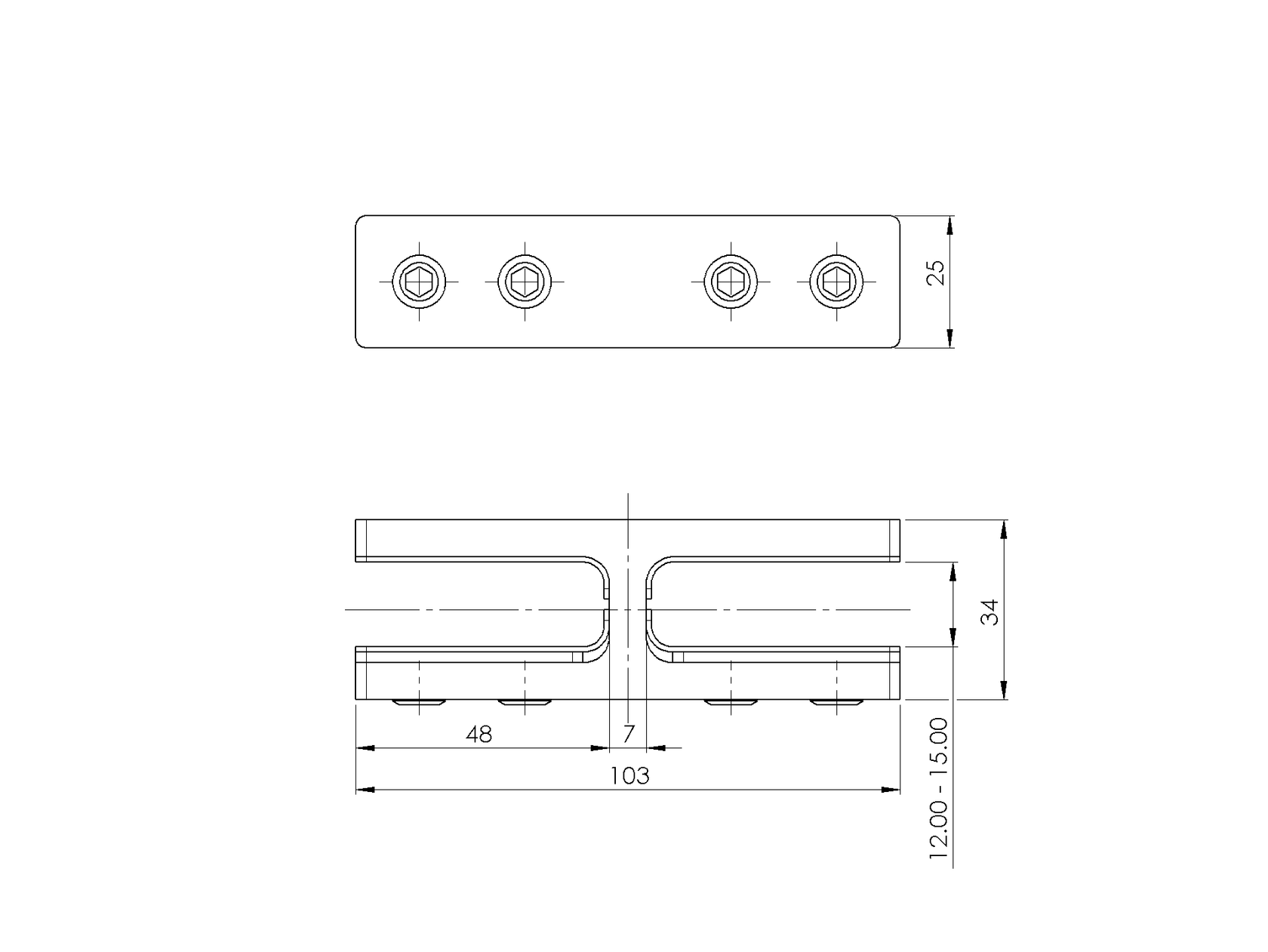 Glass clamp - glass/glass