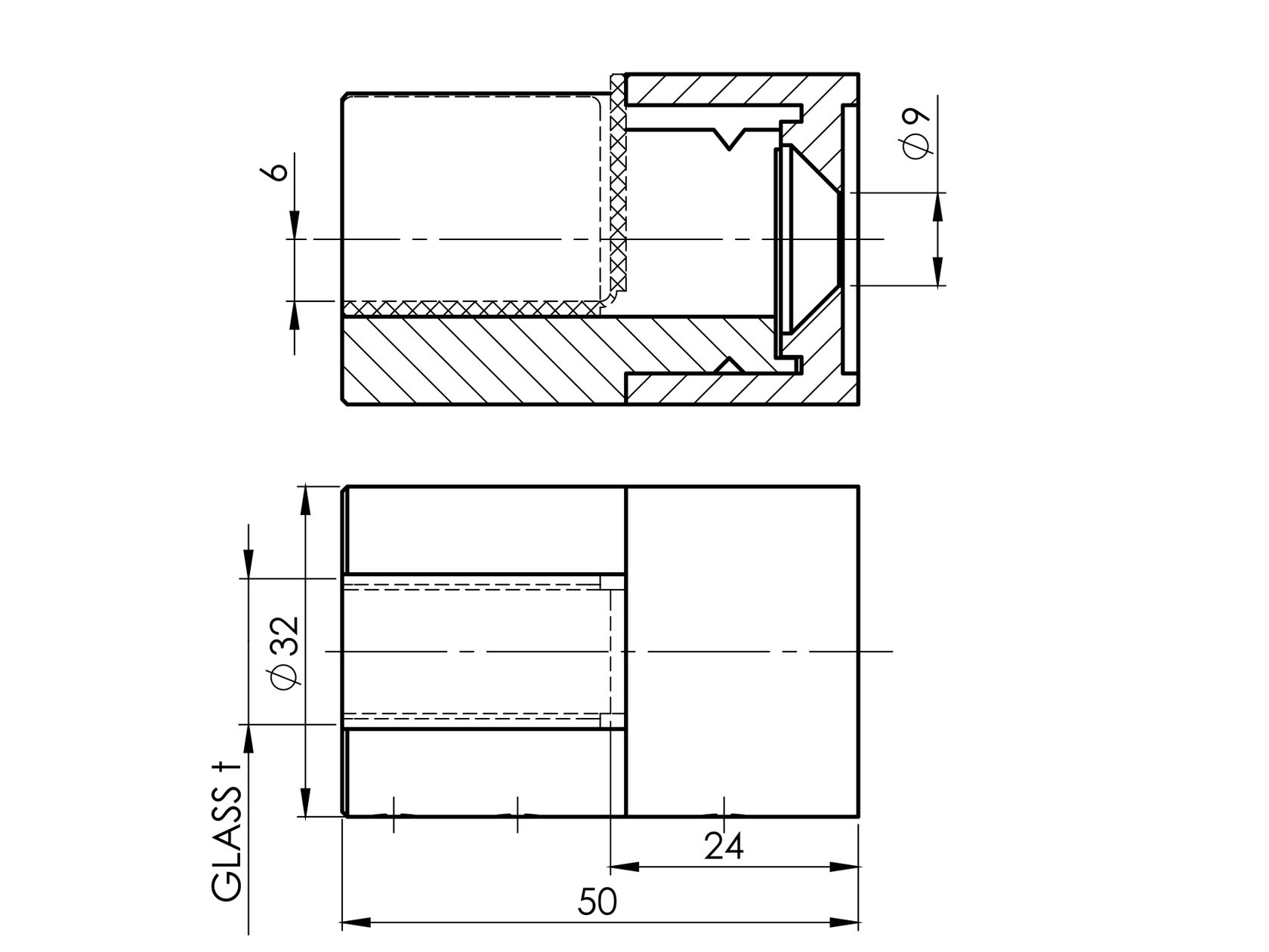 Glass clamp flat, right
