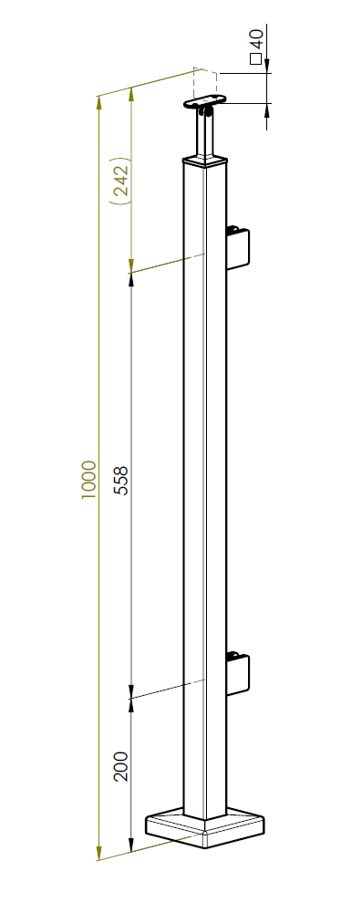 Stainless steel pole, VK-straight, right AISI304,