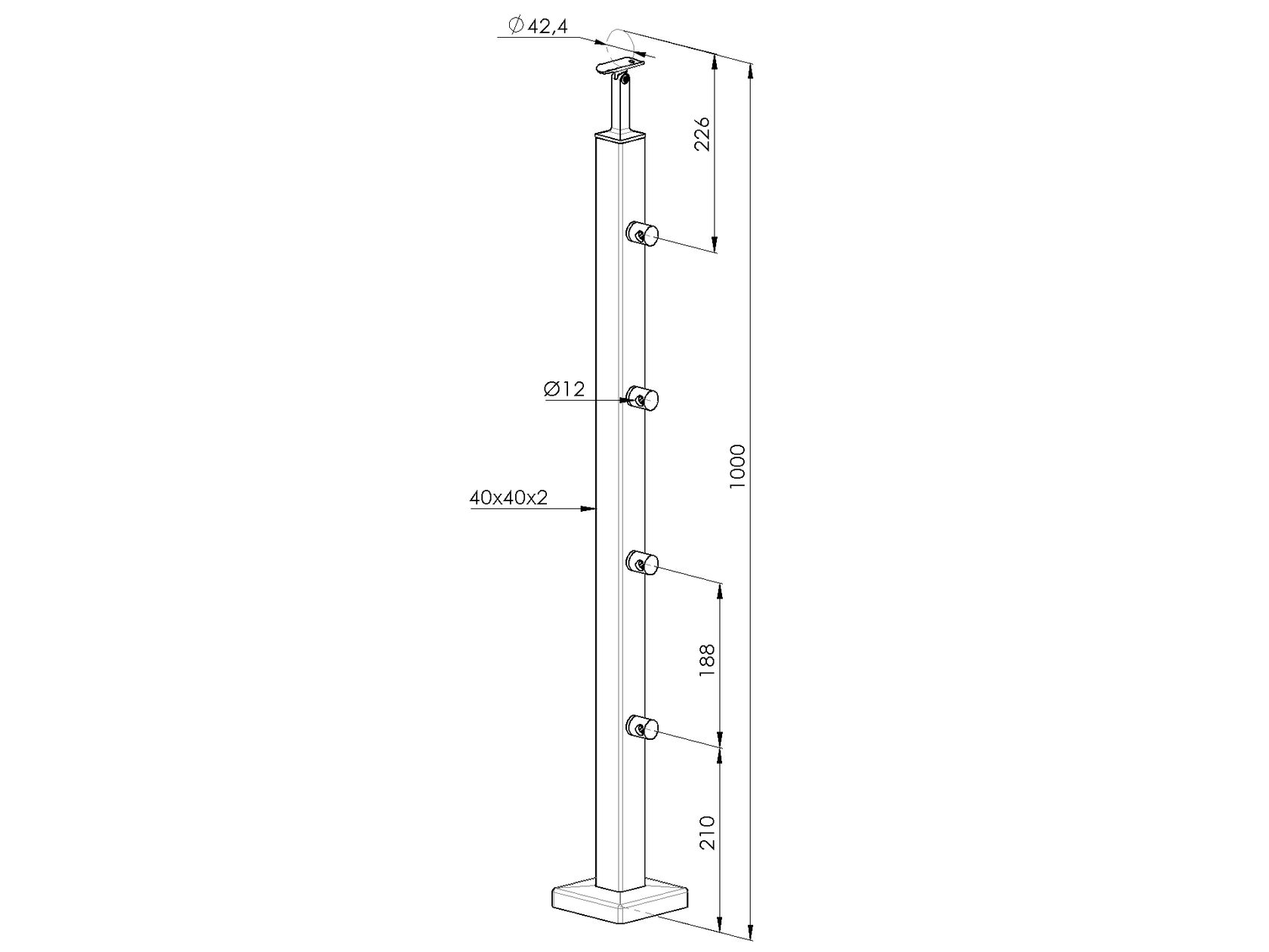 Stainless Baluster pole, VK-stairs