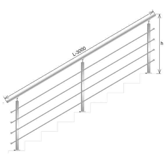 Railing JP, VR STAIRS AISI304, 40x40x2/4xd12/H900/