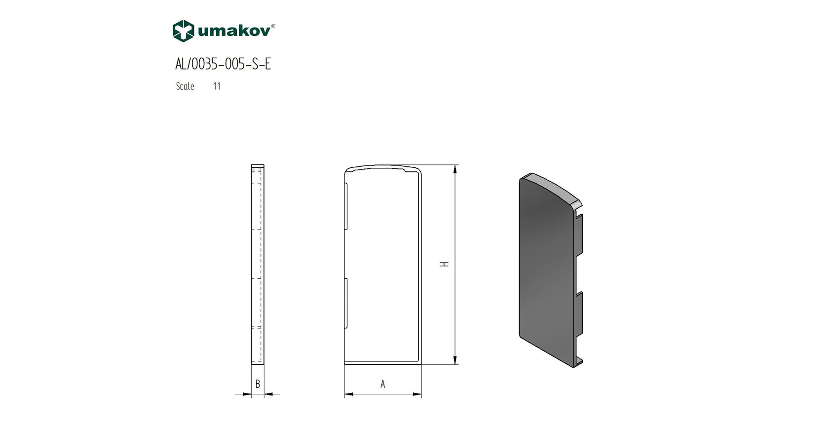 End cap for profile AL/0005-S-E