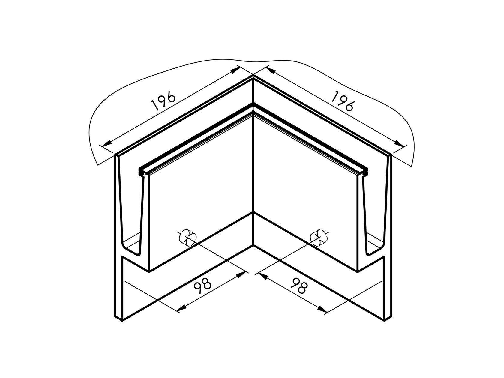 AL profile,  side mount- 90°conector AL/ELOX