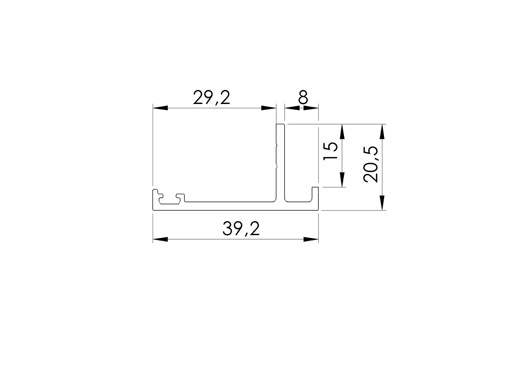 Aluminum gate stop profile