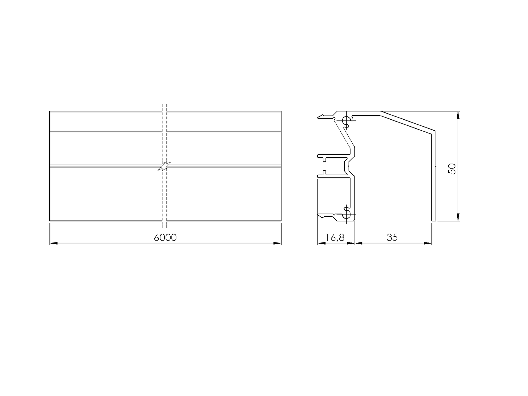 Top guide profile for sliding gates 6000mm R7016