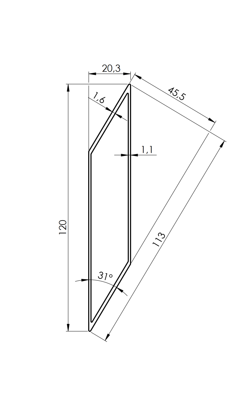 Aluminum fence slat 20x120-6000mm