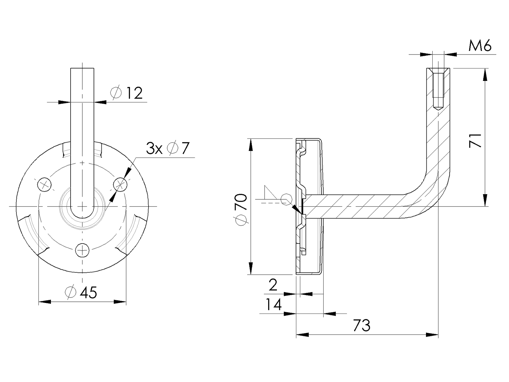Wall handrail bracket