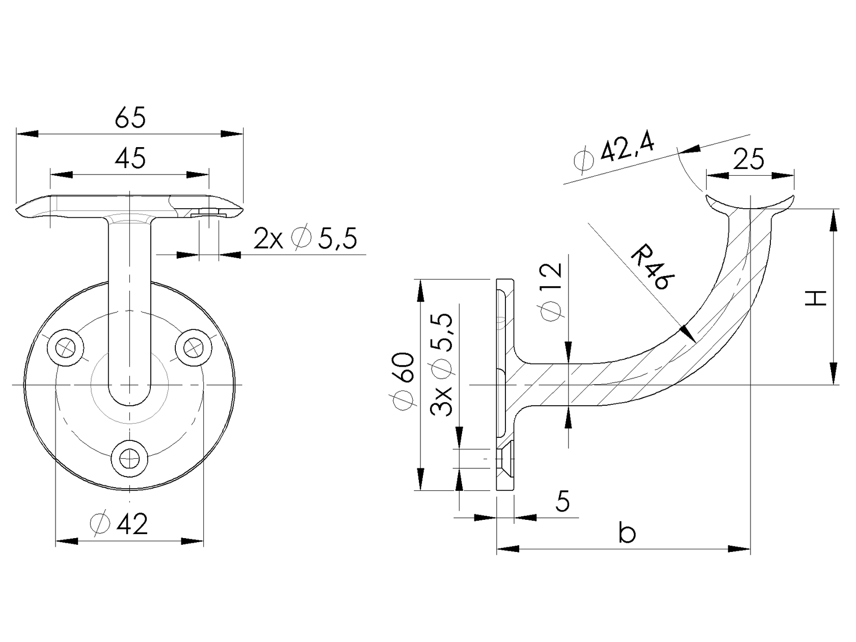 Wall handrail bracket