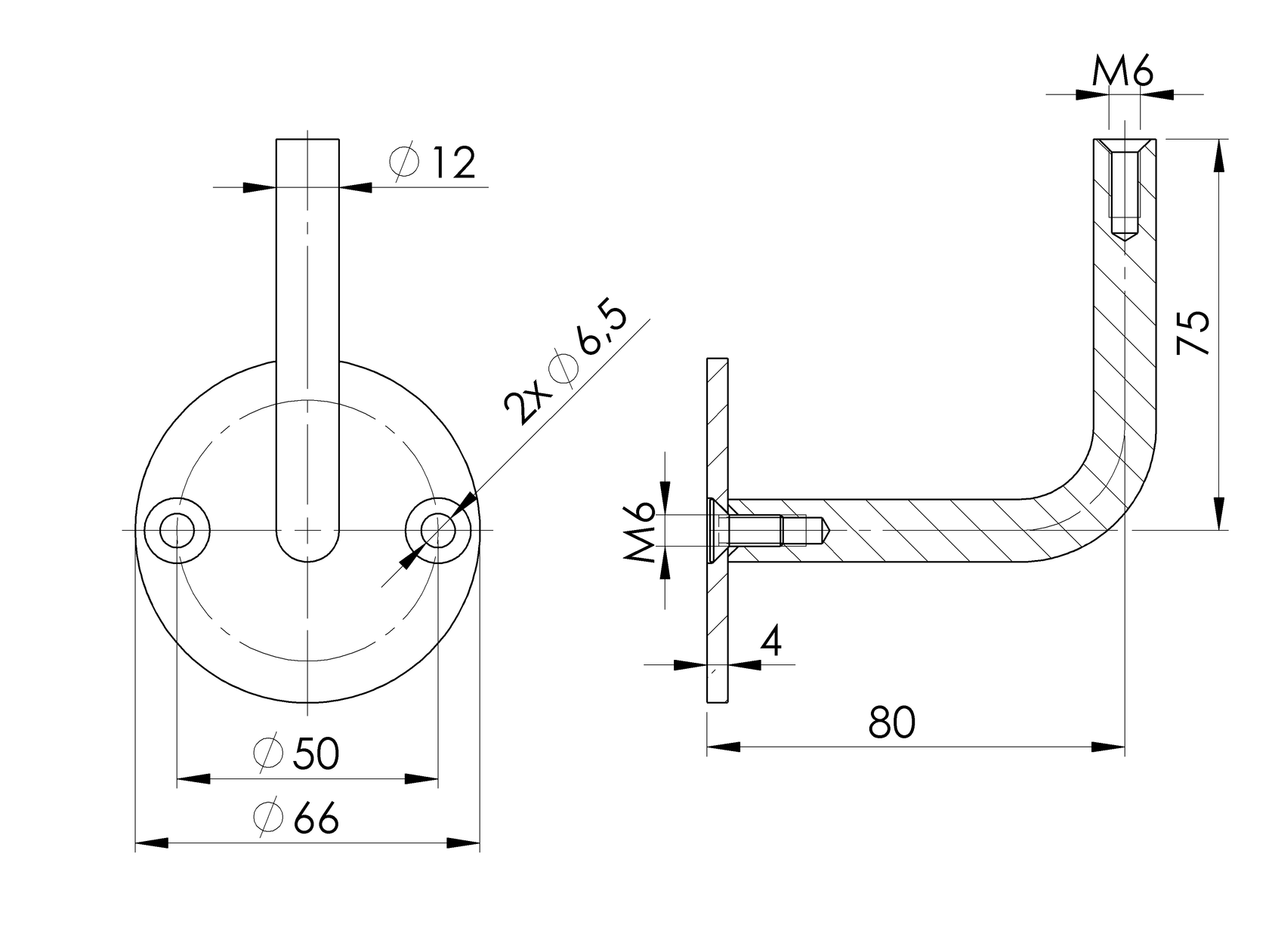 Stainless steel wall-mounted handrail bracket
