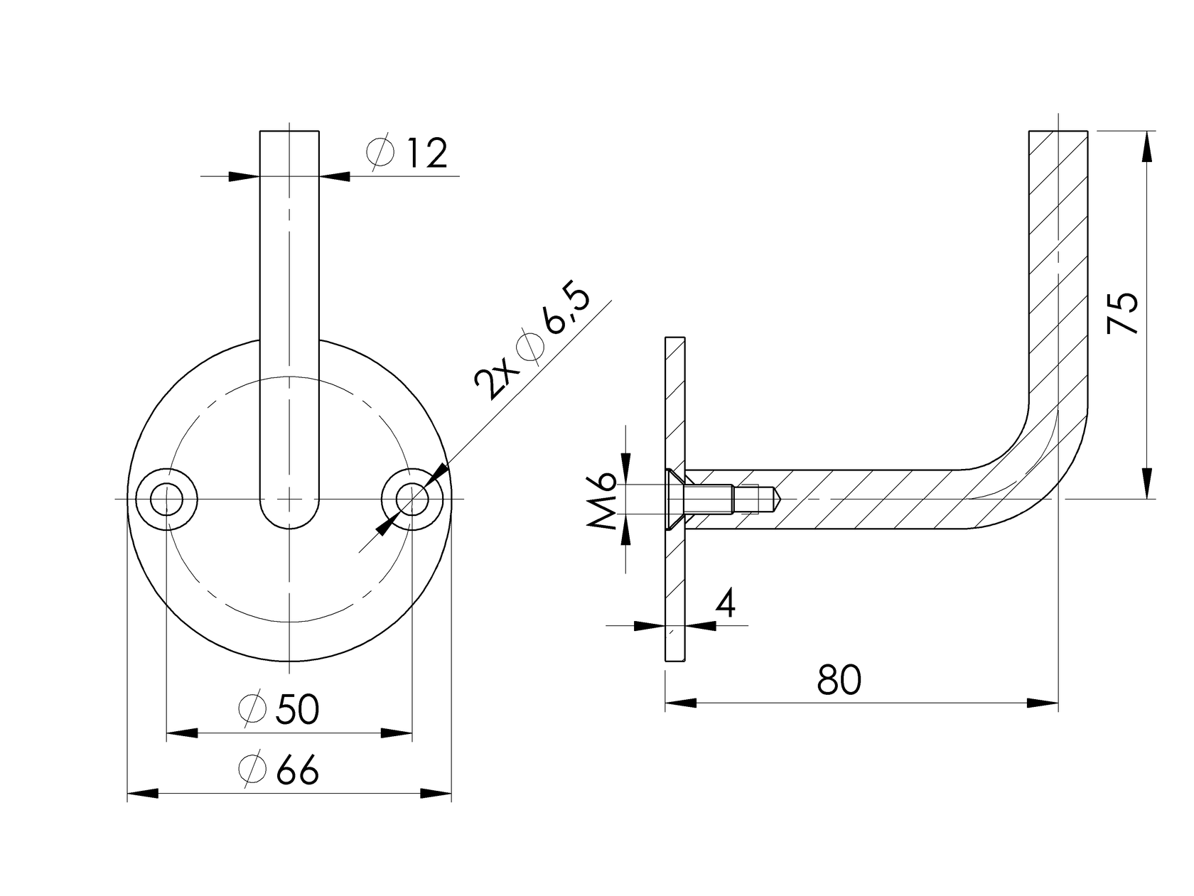 Stainless steel wall-mounted handrail bracket