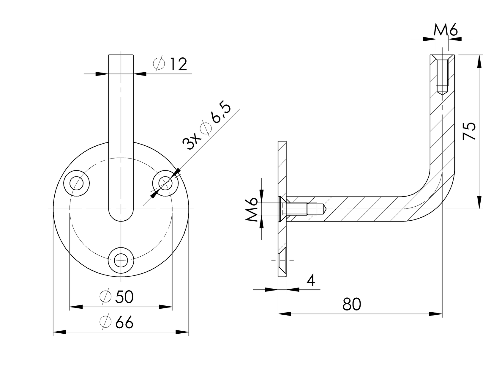 Stainless steel wall-mounted handrail bracket