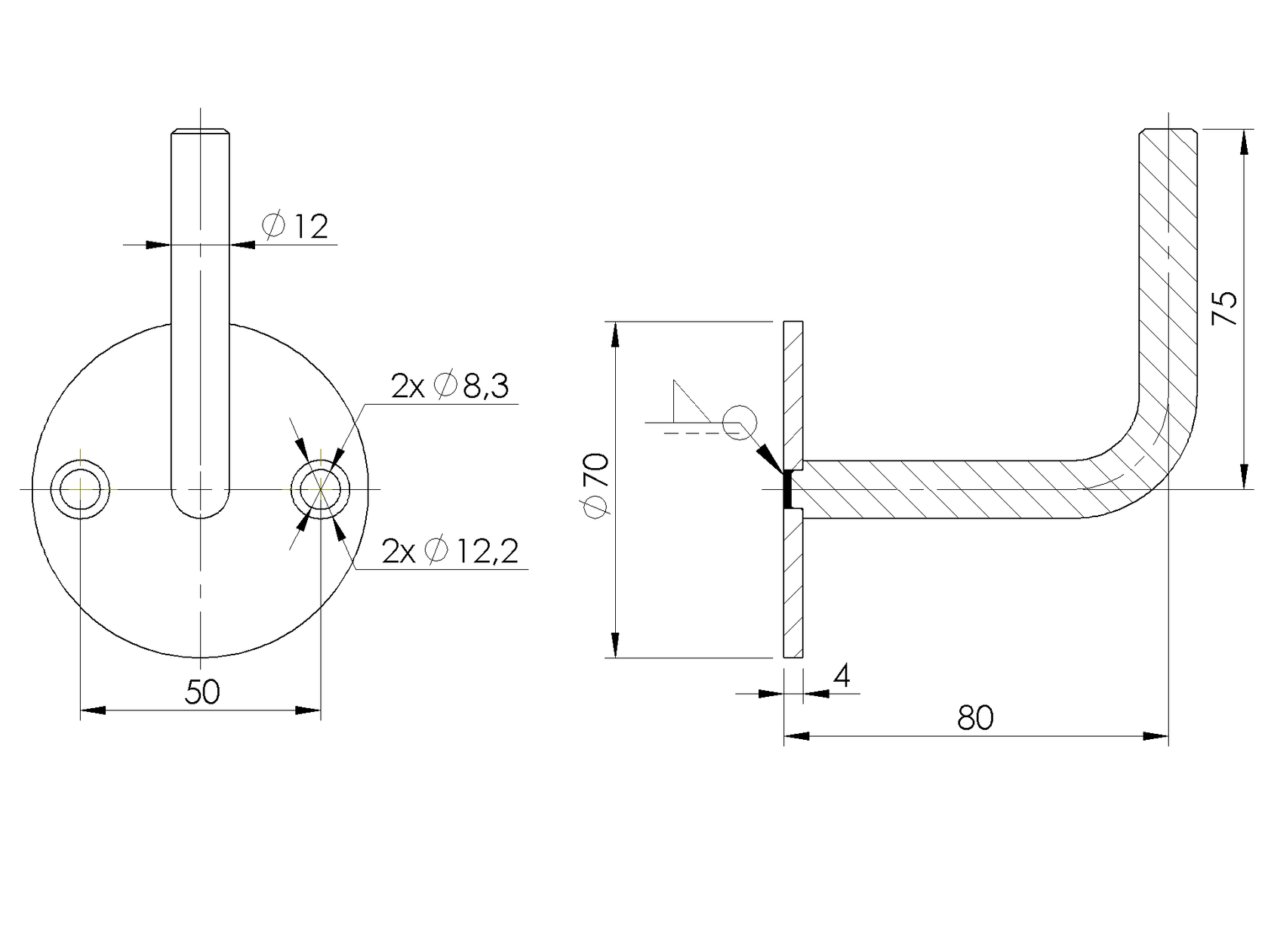 Wall handrail bracket