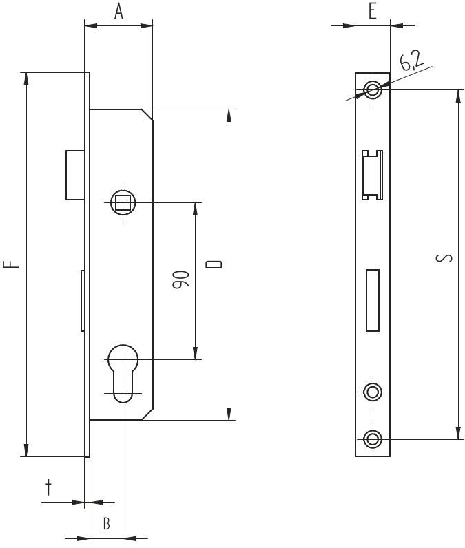 Cylinder lock for JP profile 40x40mm