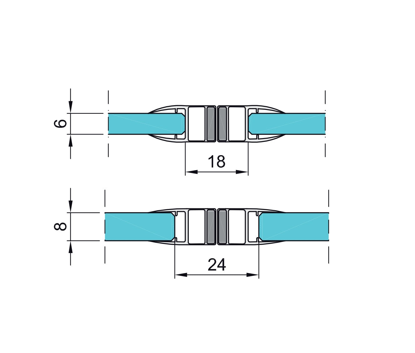 Magnet seal 180°, plastic profile PVC