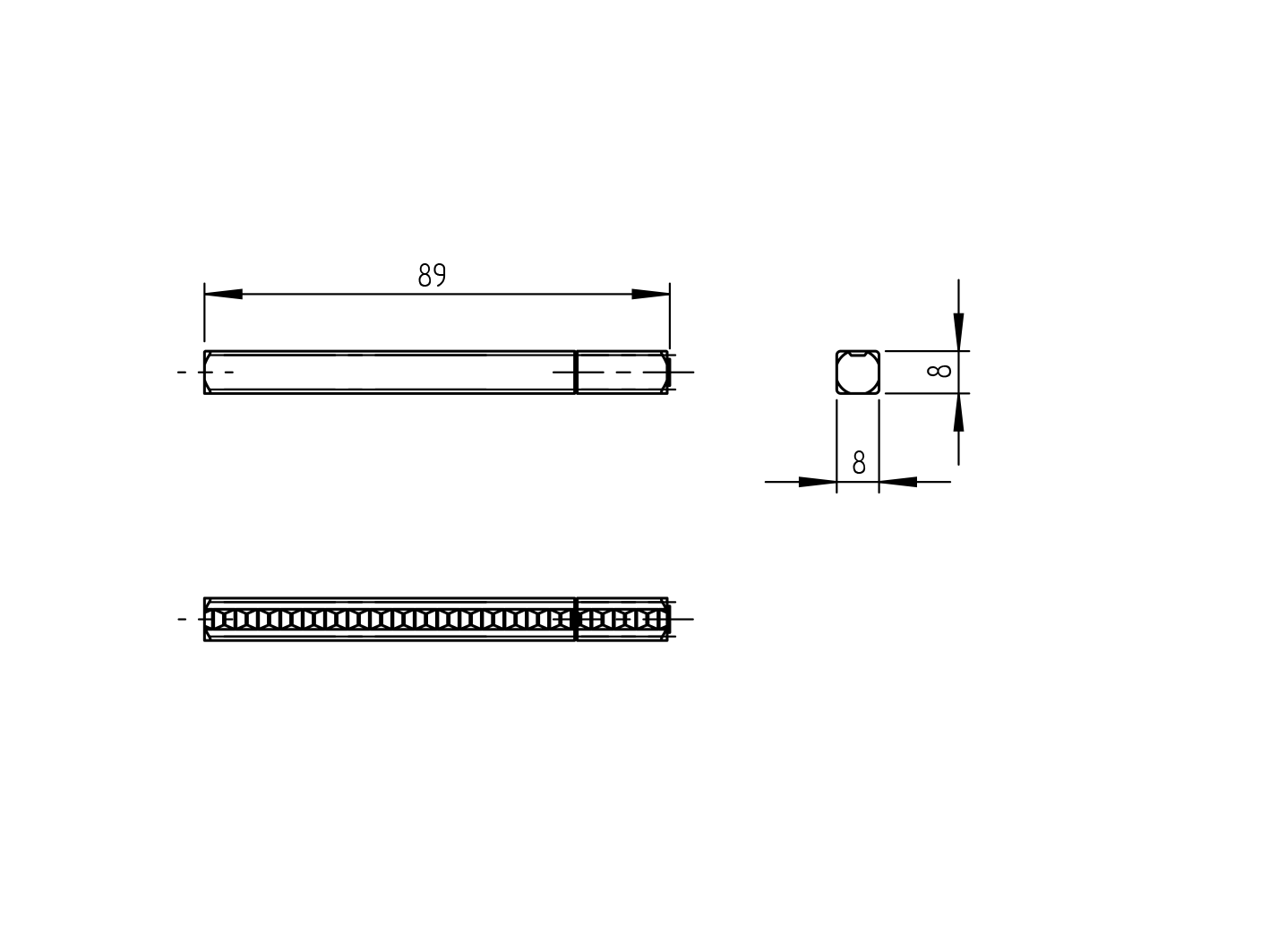 Square for door handle 8x8x87mm
