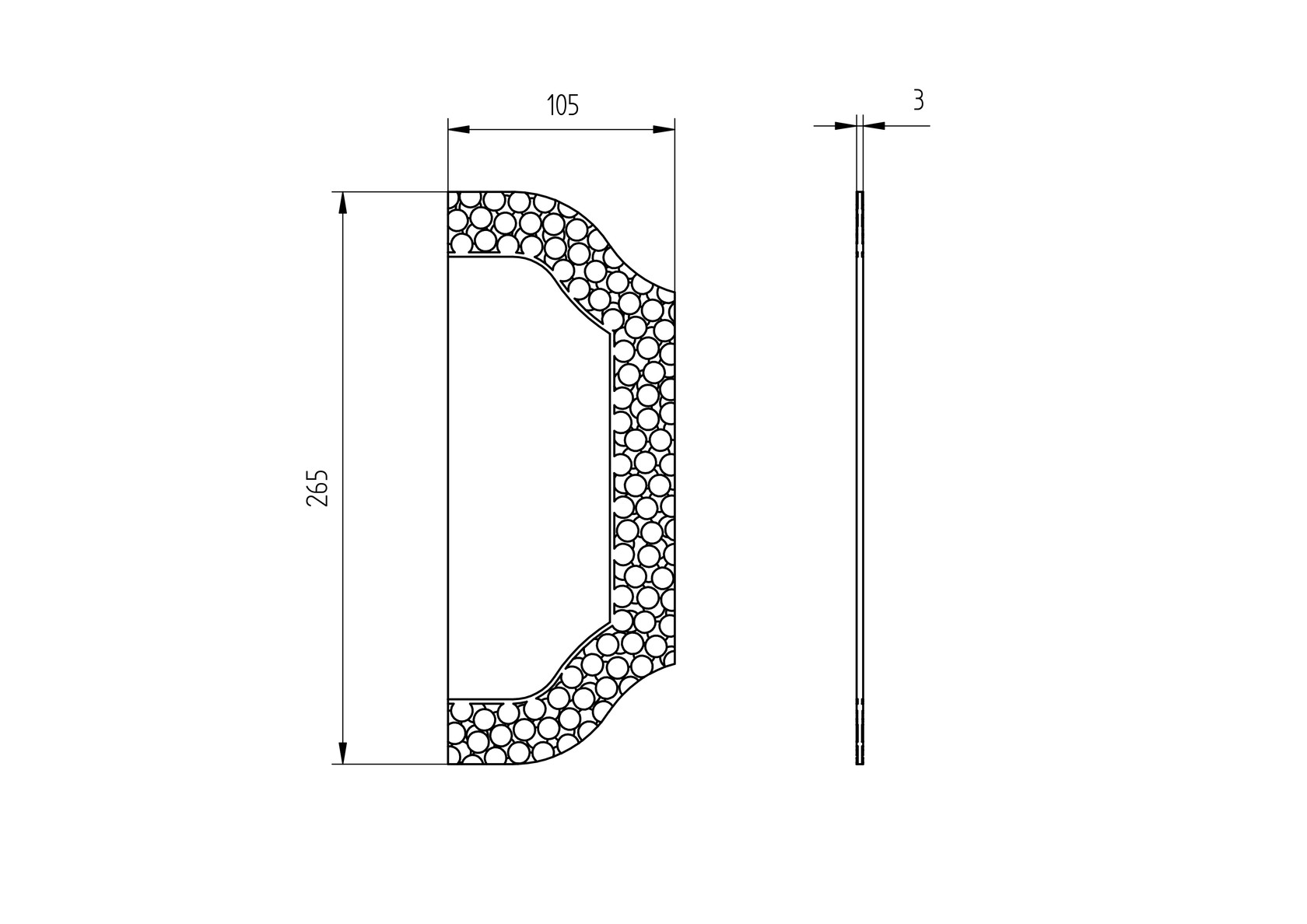 Decorated gate plate 265x105, t3mm