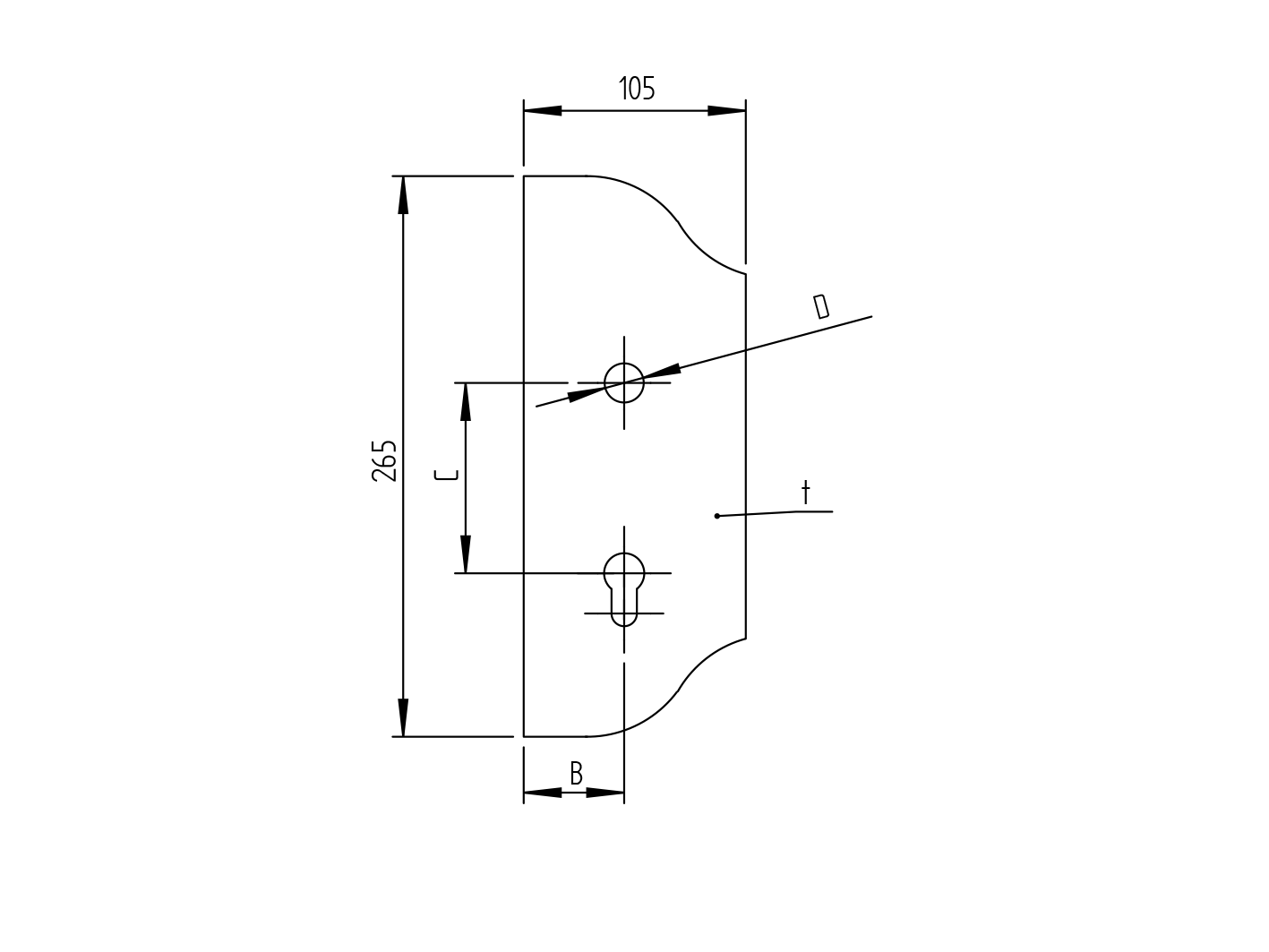 Smooth gate plate without openings 265x105, t3mm