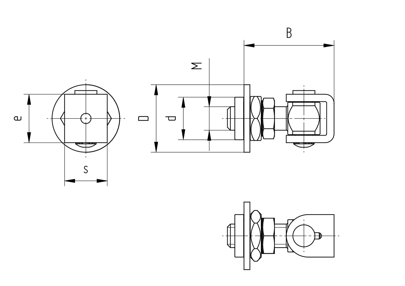 Adjustable hinge with rotary plate M20, AISI 304