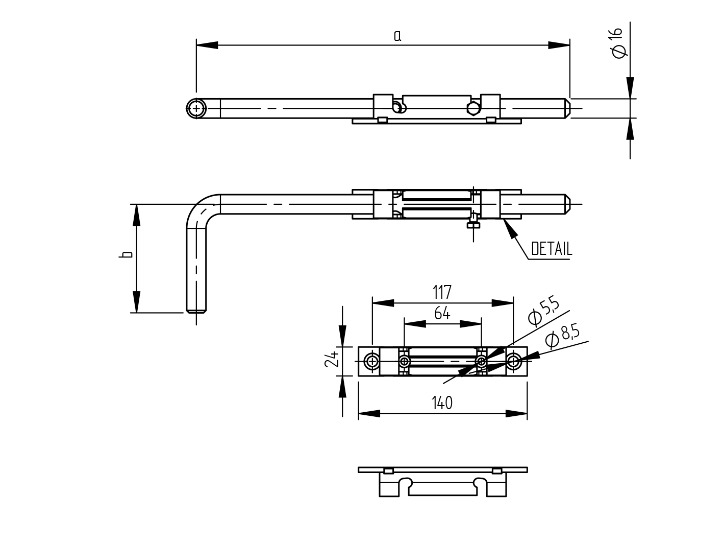 Gate socket bolt Zn, L200mm