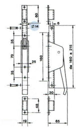 Pákový uzáver so zámkou Zn, L160mm