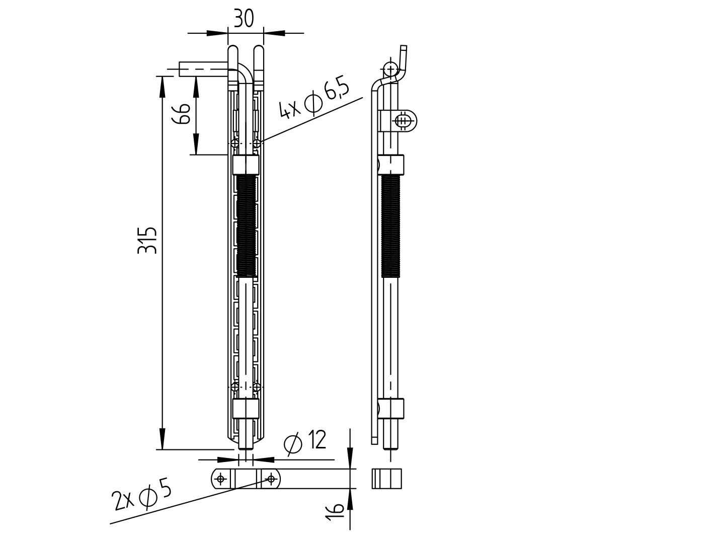 Gate socket Zn, L315mm