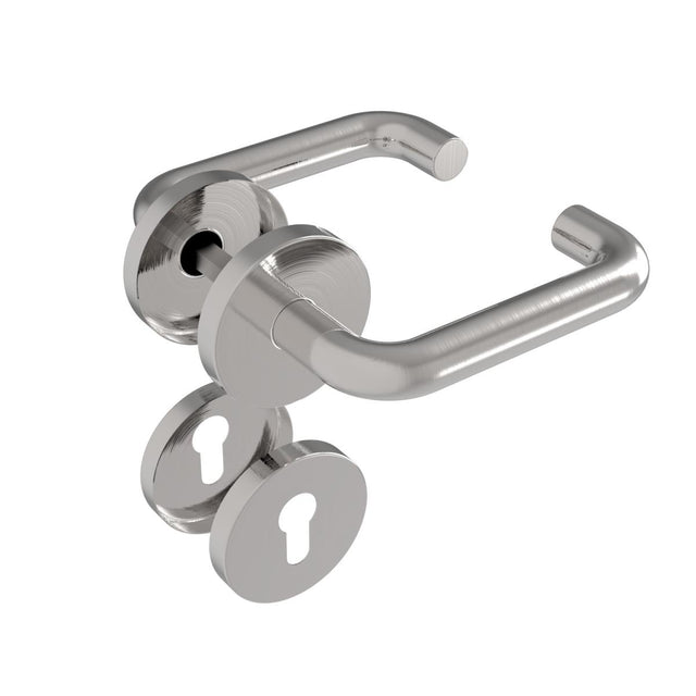 Door handle with plate, pair AISI 304, K320