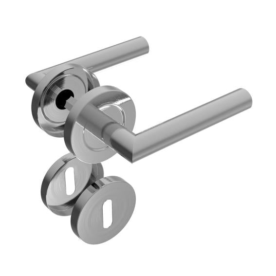 Door handle with plate, pair AISI 201, K320 BB