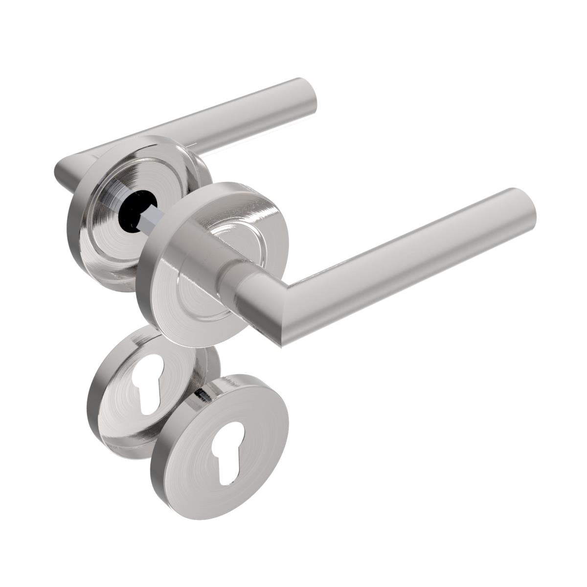 Door handle with plate, pair AISI 304, K320