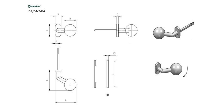 Door handle with plate, pair AISI 304, K320, right