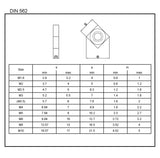 Square nut, stainless steel