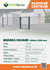 Bránka 1kr. SQUARE ZnPVC 1000x1200mm antracit