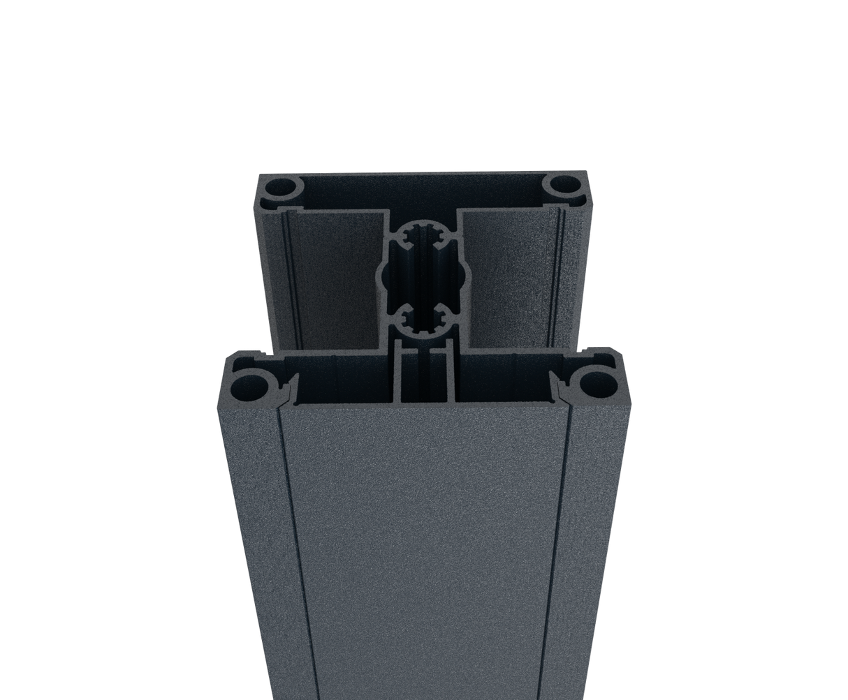 Set of aluminium post 70x70 and cover rail - 1850mm R7016