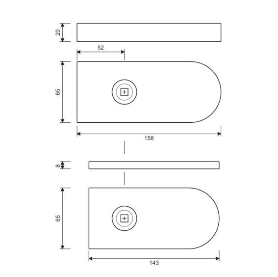 Glass door handle with lock UV