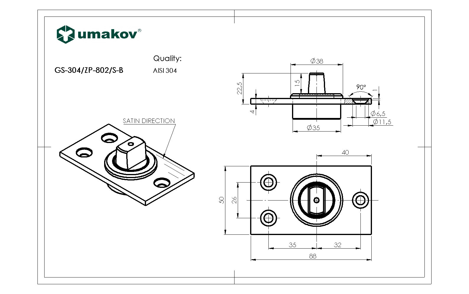 Bottom hinge with pivot to the floor