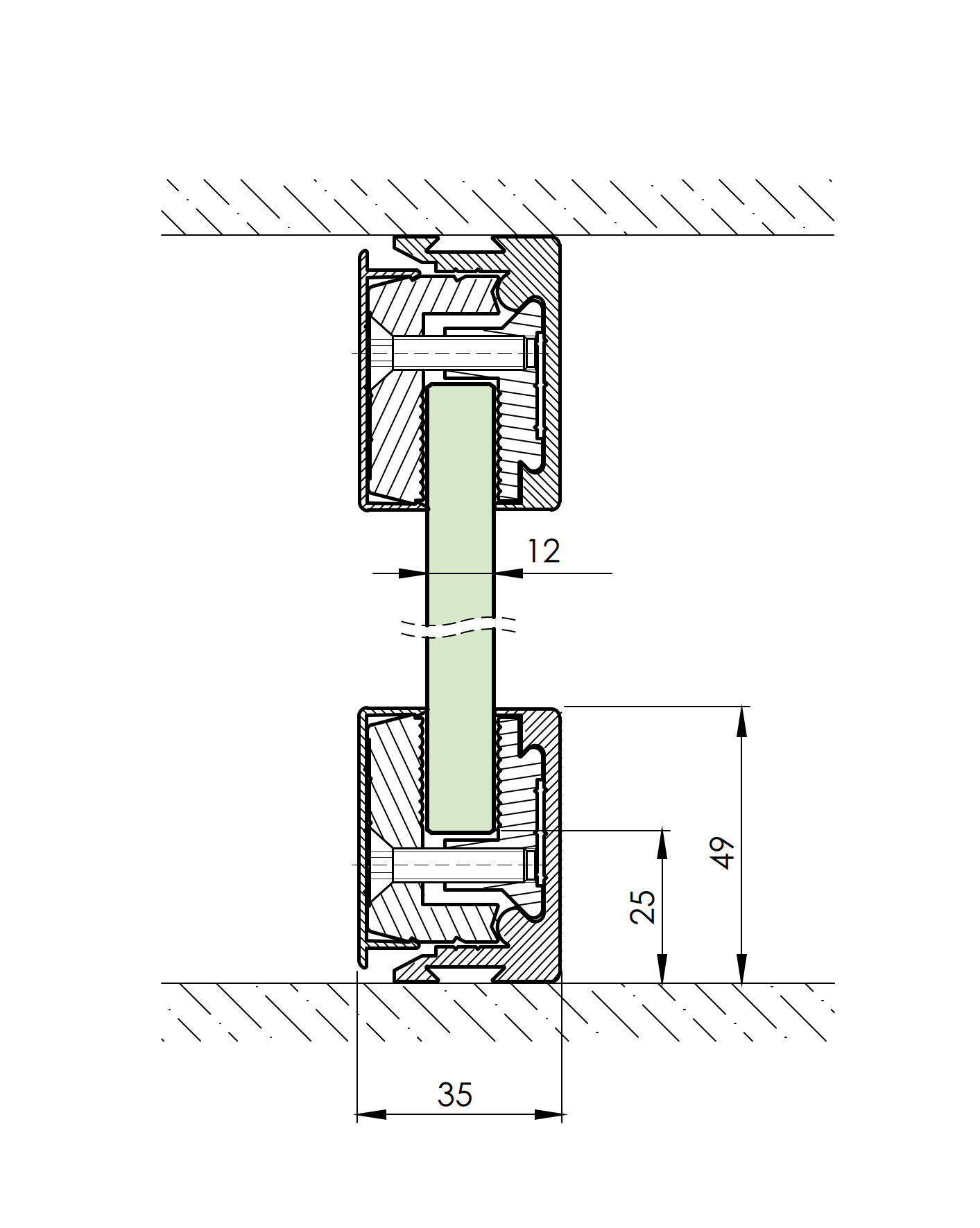 glazing profile 3m-set with cover H50