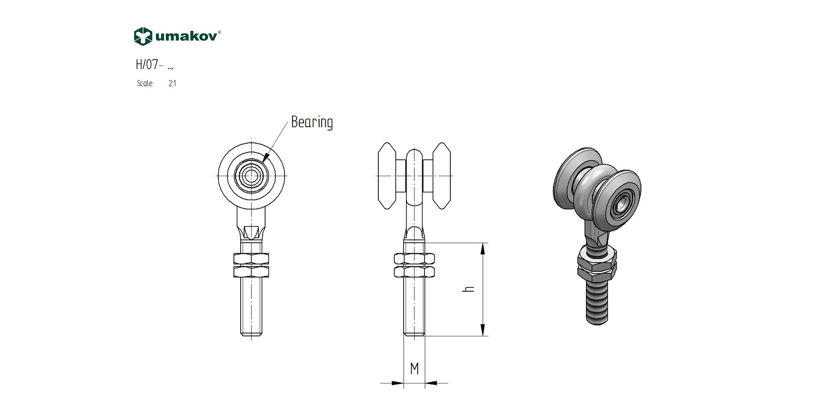 Double-wheel hanging Zn, profile 57x67mm