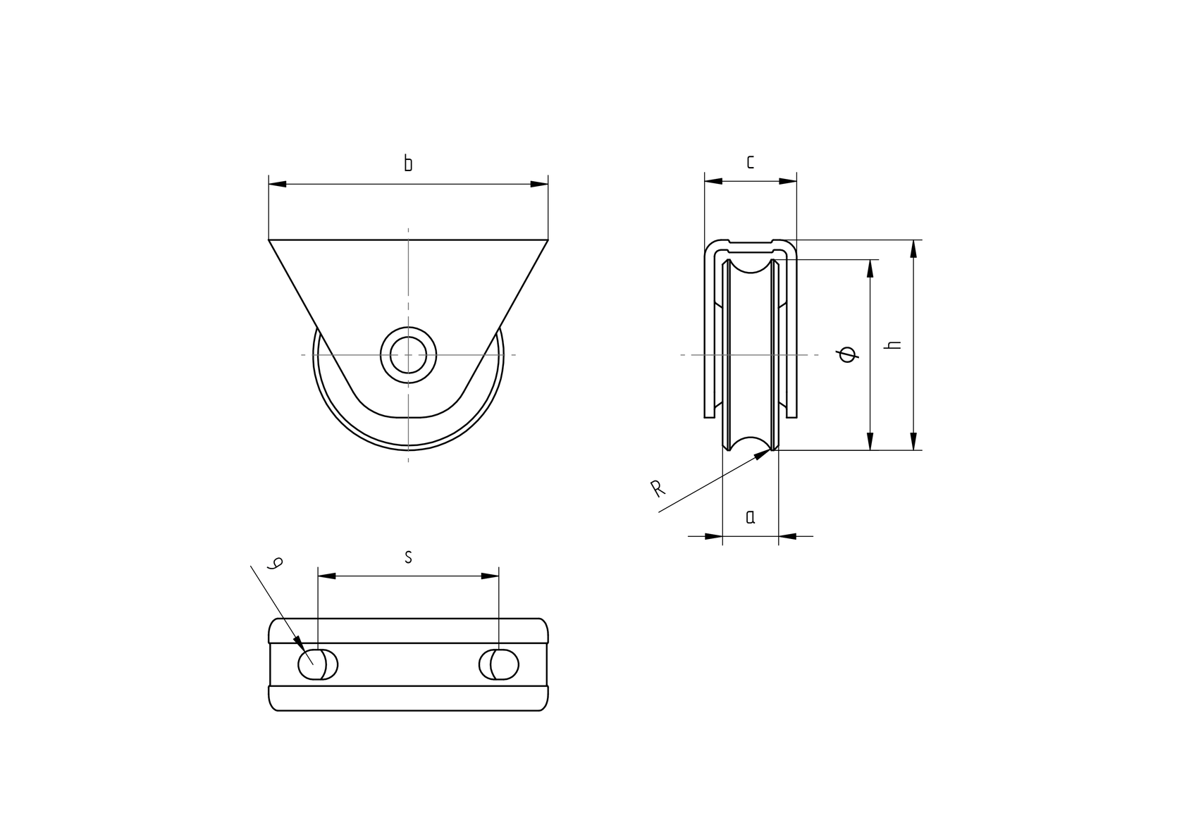 Wheel for sliding gates with U groove INOX, D80