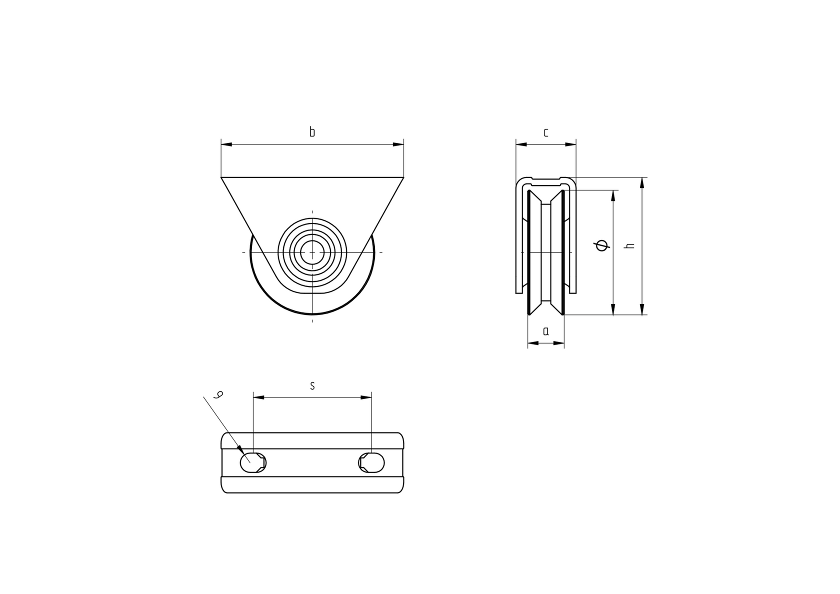 Wheel for sliding gates with V groove INOX / NYLON, D60