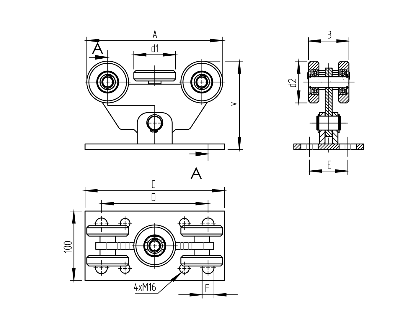 Cantilever gate carriage Zn, profile 70x70mm