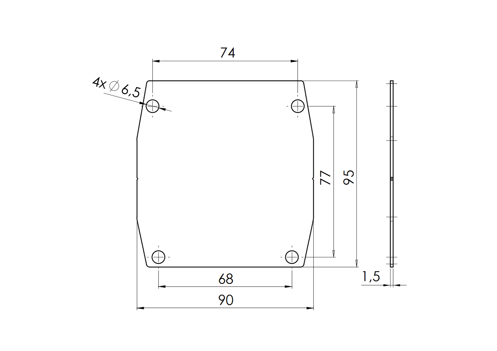 End cap Zn, profile 90x95mm