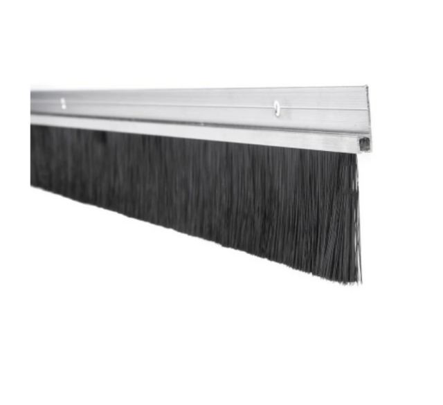 Aluminum sealing strip with brush for doors and gates