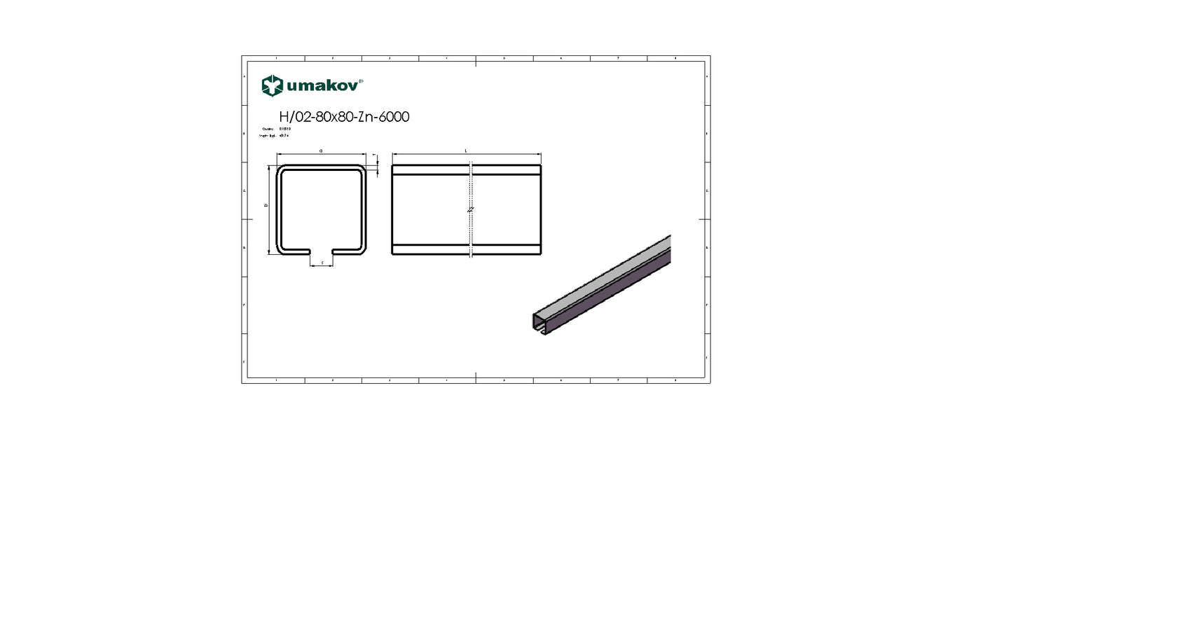 Guiding track Zn, 78x78x4mm, for cantilever gate