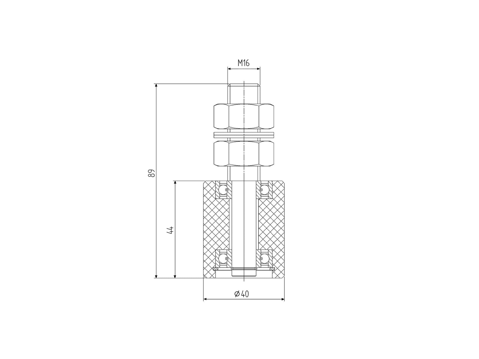 Plastic wheel with bearing, Zn, D40mm, white