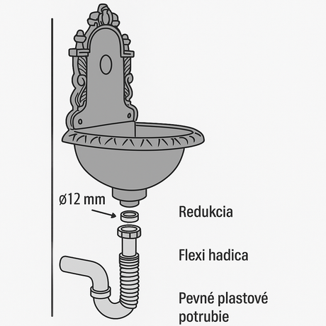Decorated cast iron sink, without faucet 275x200,
