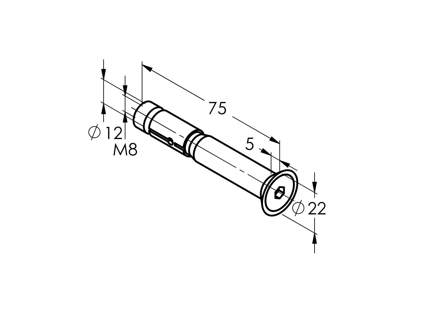 Anchor for medium heavy loads with countersunk head M8